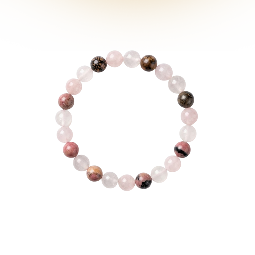 Moonlit Love - Rose Quartz, Rhodonite & Moonstone Trio Crystal Bracelet