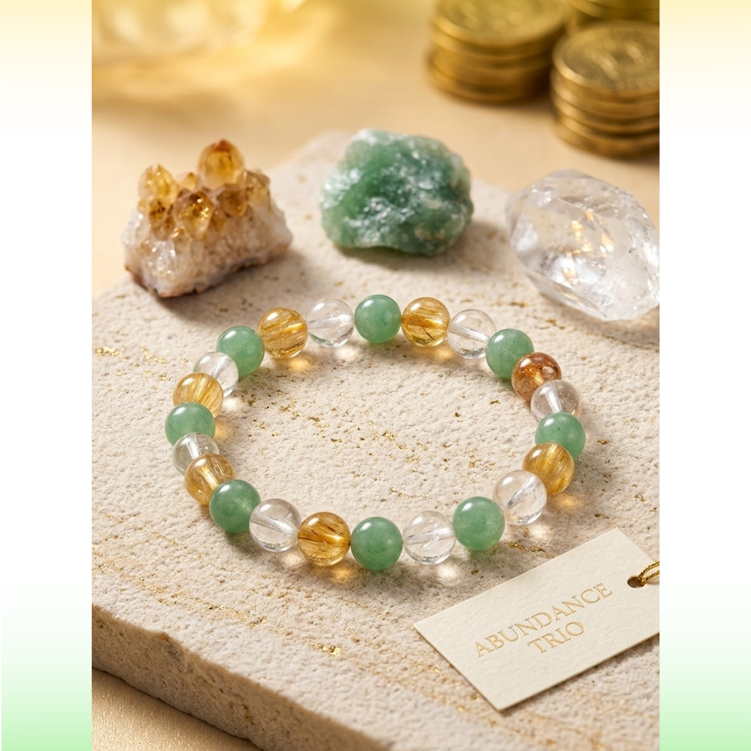 The Abundance Muse - Trio Crystal Combination of Citrine, Green Aventurine and Clear Quartz