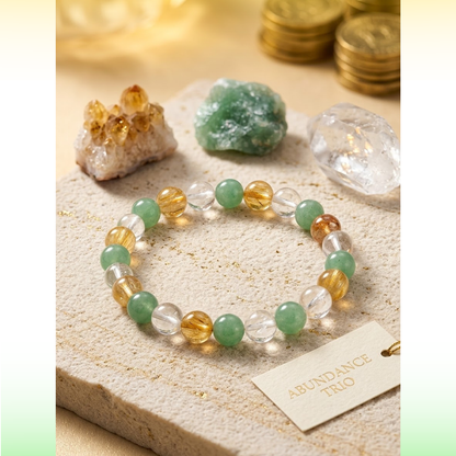 The Abundance Muse - Trio Crystal Combination of Citrine, Green Aventurine and Clear Quartz