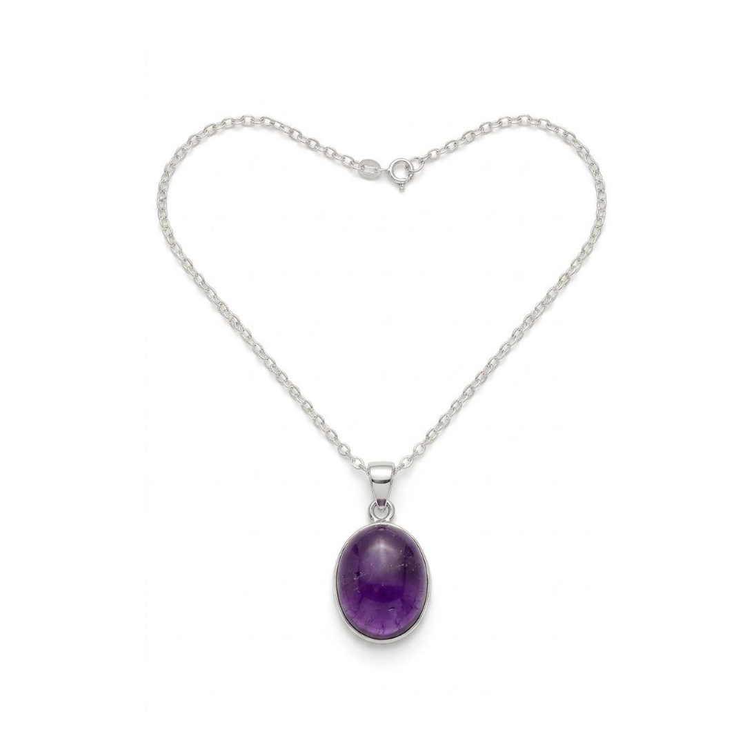 Amethyst Crystal Pendant with Sterling Silver 925 Chain