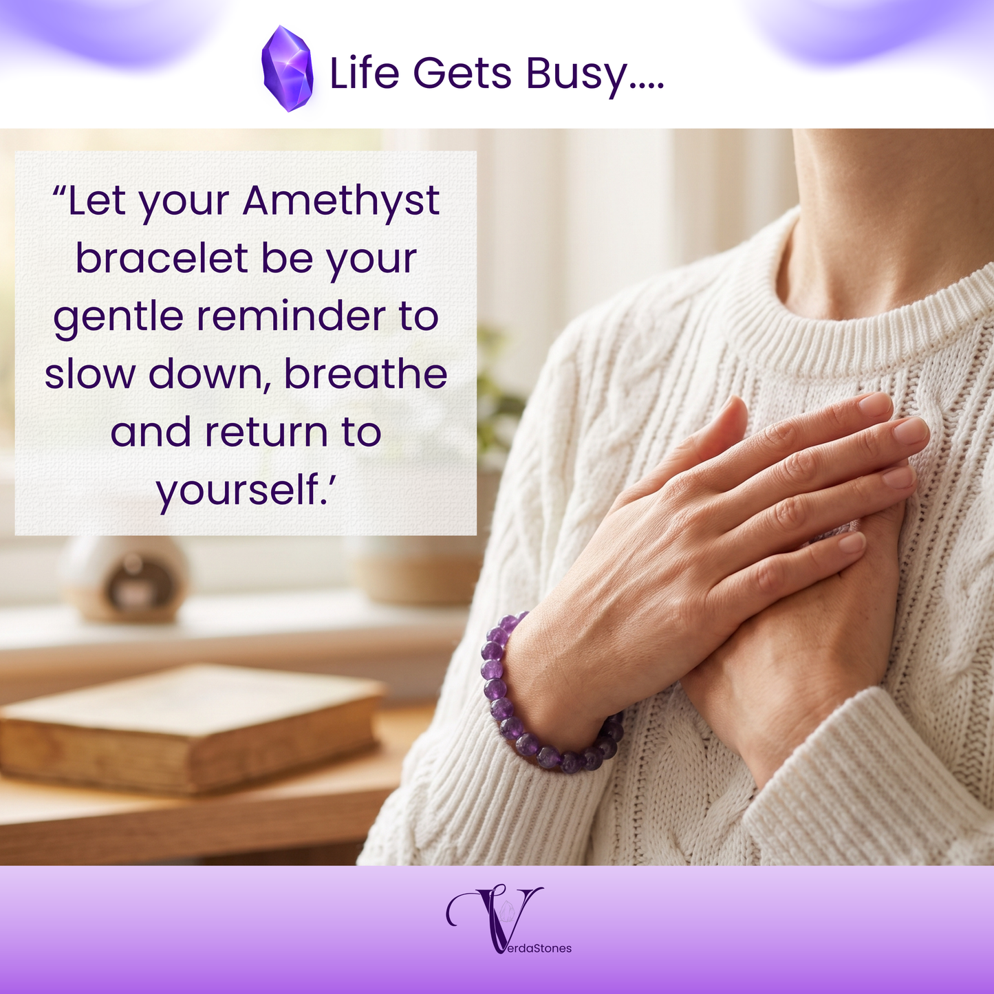 💜 Amethyst Crystal Bracelet – Wear Your Intention, Embrace Your Calm