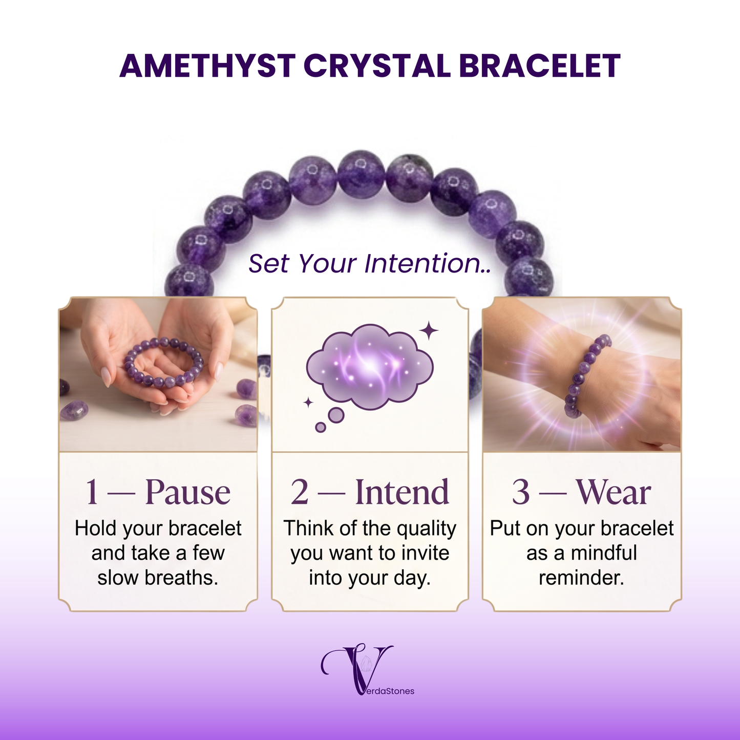 💜 Amethyst Crystal Bracelet – Wear Your Intention, Embrace Your Calm