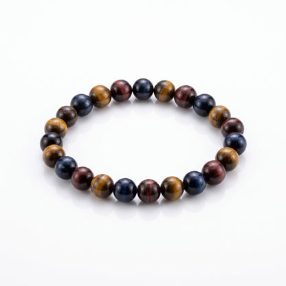 Multi Tiger's Eye Crystal Bracelet - Yellow, Red & Blue