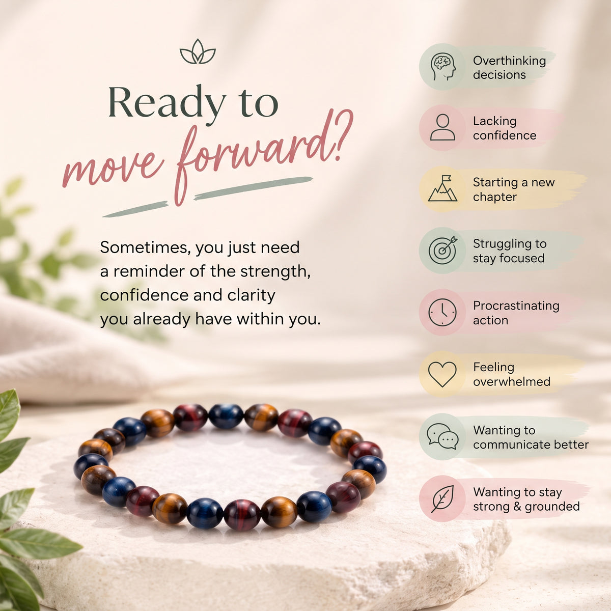 Multi Tiger's Eye Crystal Bracelet - Yellow, Red & Blue