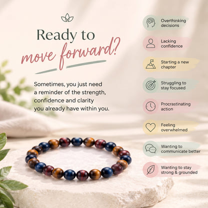 Multi Tiger's Eye Crystal Bracelet - Yellow, Red & Blue