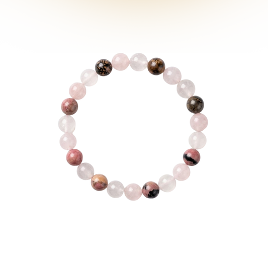 Moonlit Love - Rose Quartz, Rhodonite & Moonstone Trio Crystal Bracelet
