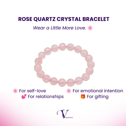 Rose Quartz Crystal Bracelet – Love, Self-Care &amp; Inner Peace