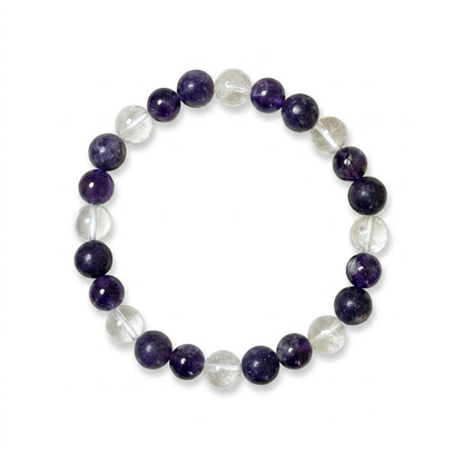 Serene Soul Trio - Amethyst, Lepidolite & Clear Quartz Crystal Bracelet