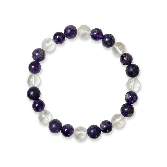 Serene Soul Trio - Amethyst, Lepidolite & Clear Quartz Crystal Bracelet