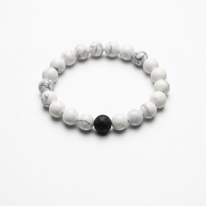 White Howlite & Black Lava Intention Bracelet
