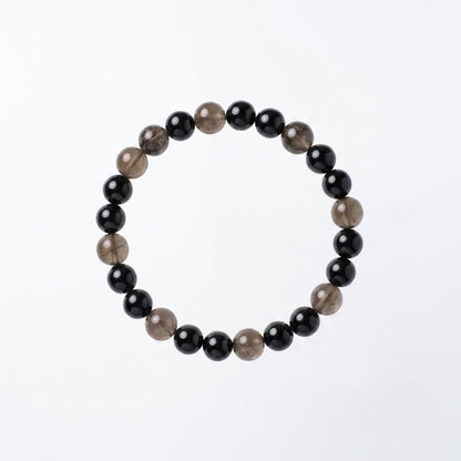 Protection Crystal Bracelet Trio Combination Bracelet - Black Tourmaline + Obsidian + Smoky Quartz